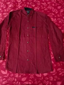 Men's Stylish Maroon Long Sleeve Shirt