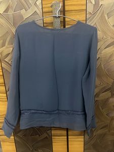 Dusty Blue Embroidered Top By Vero Moda