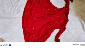 Red Embellished Kurta