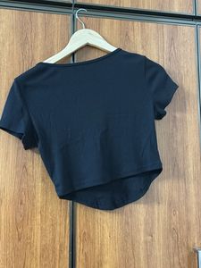 Black Ribbed Corset Crop Top
