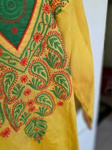 Vibrant Embroidered Yellow Kurta
