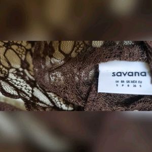 Brown laced sheer top