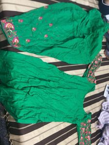 Green Embroidered Kurta Set for winters