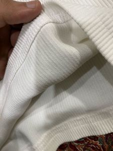 Adidas White Ribbed Logo T-Shirt