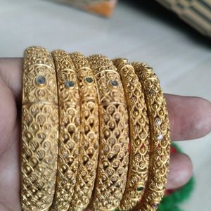 Set of 6 Ornate Gold Bangles