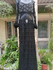 Elegant Black Embellished Couture Dress