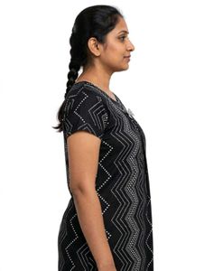 Stylish Black Nightgown with White Print