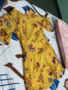 Yellow Floral Print Dress