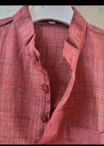 Men's Red Textured Kurta
