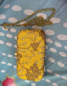 Yellow Embroidered Clutch