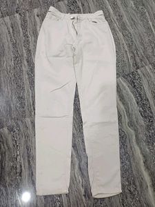 Cream Wide-Leg Jeans