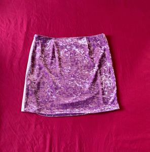 Pink &amp; White Velvet Mini Skirt