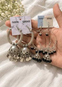 Oxidised Jhumka Earrings Set