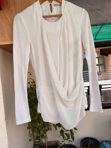 Elegant White Draped Top