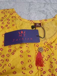 Knee Length Yellow Kurti
