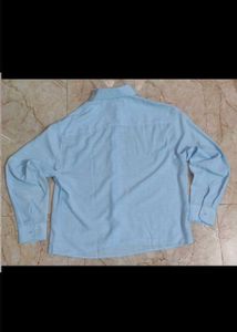 men light blue long sleeve boxy fit shirt
