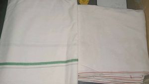 2 Men's White Dhoti And Two Gamcha