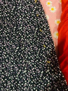 Black Floral Mini Skirt
