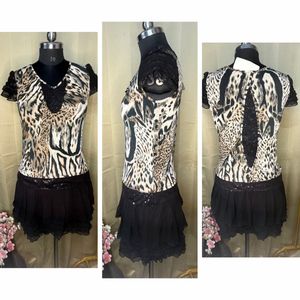 y2k Leopard Print Ruffle Dress