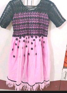 Pink & Black Lace Dress kurta like new