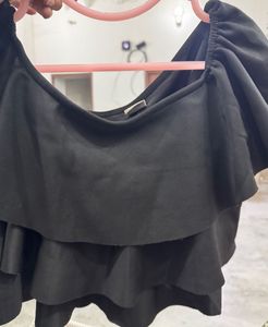 Black Flared Crop Top