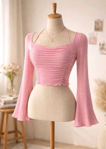 Y2K Pink Ruched Crop Top LIKE NEW (less dilivery)