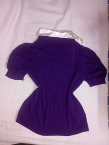 Rakhi Sale: Purple V-Neck Knit Top + white collar
