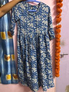 Blue Floral Print Kurta