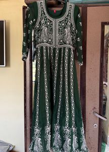 Emerald Green Kurta with chikankari embroi