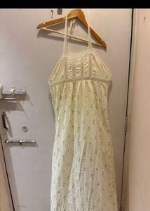 Lace Trim Slip Dress halter neck