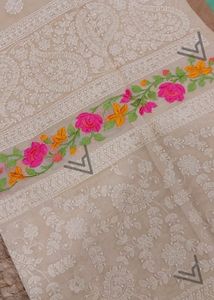 Kora Silk Saree With Heavy Embroidery Blouse