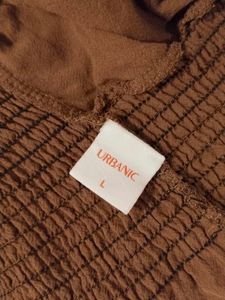 URBANIC Brown Smocked Cropped Top