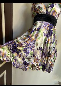 Floral Print Mini Dress with Black Belt
