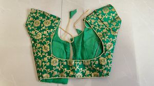 Elegant Green Floral Brocade Blouse