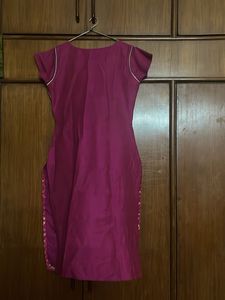 Vibrant Purple Palazzos with Pink Border
