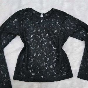 Chic Black Lace Long Sleeve Top