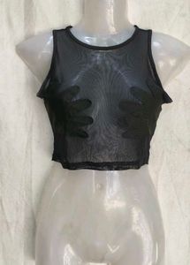 Mesh Hand Detail Crop Top