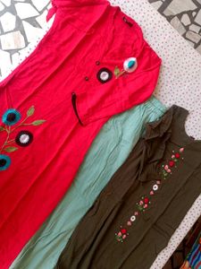 Embroidered 2  Kurta Set with Pant