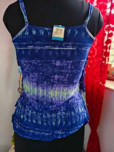 Tiered Blue &amp; Green Tie-Dye Cami Top