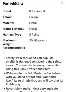 R for Rabbit stroller fo