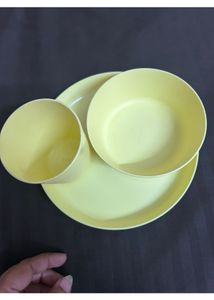 Ikea Yellow Set Of Plate, Bowl And Glass