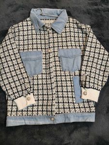 oversize Tweed &amp; Denim Jacket