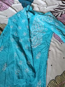 Turquoise Chikankari Kurta