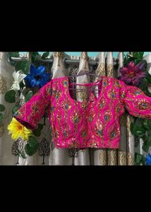 Stunning Pink Silk blouse with Embroidered Blous