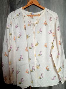 Cute Floral Print Button-Up Top