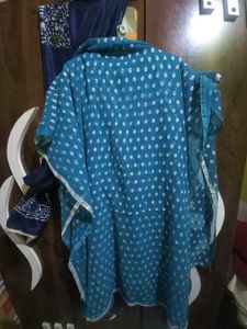Teal anarkali set with beads and stones