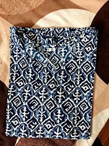 Boho Blue &amp; White Print Tunic Top