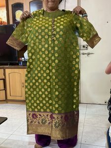 Green Silk Brocade Kurta