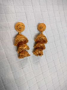 Exquisite Gold Plated Jhumka Earrings