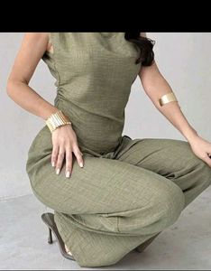 ❗ SAVANA ❗ Chic Olive Green Wide Leg Jumpsuit